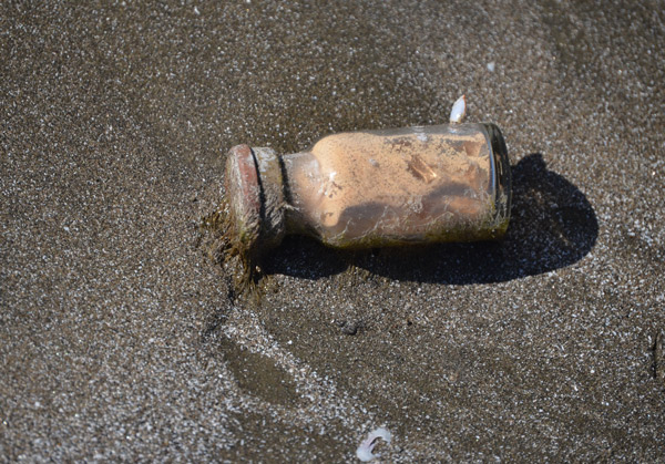 glass bottle found on beach near cameron jetty pier